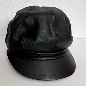 F.L.A.G. Black Leather Hat Cap Unisex